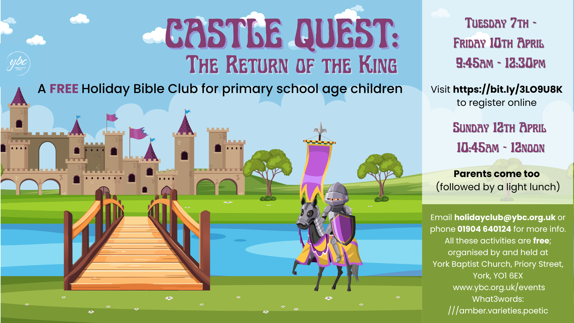 Free Easter Holiday Bible Club: Castle Quest - Return of the King